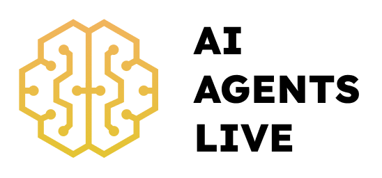 Logo with text saying AI Agents Live